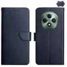 For OPPO Reno12 F 5G Global HT02 Genuine Leather Fingerprint-proof Flip Phone Case(Blue) - 1