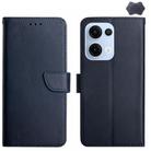 For OPPO Reno13 Global HT02 Genuine Leather Fingerprint-proof Flip Phone Case(Blue) - 1