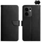 For OPPO Reno13 F 4G / 5G HT02 Genuine Leather Fingerprint-proof Flip Phone Case(Black) - 1