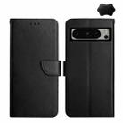 For Google Pixel 8 Pro HT02 Genuine Leather Fingerprint-proof Flip Phone Case(Black) - 1