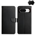 For Google Pixel 8a HT02 Genuine Leather Fingerprint-proof Flip Phone Case(Black) - 1