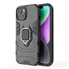 For iPhone 15 Shockproof PC + TPU Holder Phone Case(Black) - 1