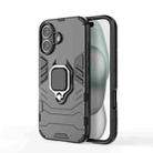 For iPhone 16 Shockproof PC + TPU Holder Phone Case(Black) - 1