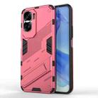 For Honor 90 Lite 5G Global Punk Armor 2 in 1 PC + TPU Phone Case with Holder(Light Red) - 1