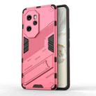 For Honor 100 Pro 5G Punk Armor 2 in 1 PC + TPU Phone Case with Holder(Light Red) - 1
