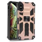 For iPhone X / XS Shockproof TPU + PC Magnetic Protective Case with Holder(Rose Gold) - 1