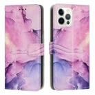 For iPhone 15 Pro Painted Marble Pattern Leather Phone Case(Purple) - 1