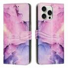 For iPhone 16 Pro Max Painted Marble Pattern Leather Phone Case(Purple) - 1