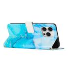 For iPhone 16 Pro Painted Marble Pattern Leather Phone Case(Blue Green) - 3