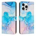 For iPhone 16 Pro Painted Marble Pattern Leather Phone Case(Pink Green) - 1