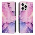 For iPhone 16 Pro Painted Marble Pattern Leather Phone Case(Purple) - 1