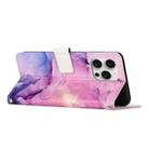 For iPhone 16 Pro Painted Marble Pattern Leather Phone Case(Purple) - 3