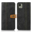 For Nokia C110 4G Stitching Thread Calf Texture Leather Phone Case(Black) - 1