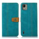 For Nokia C110 4G Stitching Thread Calf Texture Leather Phone Case(Light Green) - 1