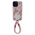 For iPhone 14 Pro Max 2 in 1 Wristband Phone Case(Licking Cat) - 1