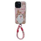 For iPhone 14 Pro 2 in 1 Wristband Phone Case(Licking Cat) - 1