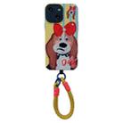 For iPhone 14 2 in 1 Wristband Phone Case(Bow Tie Dog) - 1