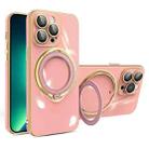 For iPhone 13 Pro Max Multifunction Electroplating MagSafe Holder Phone Case(Pink) - 1