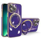 For iPhone 13 Pro Multifunction Electroplating MagSafe Holder Phone Case(Dark Purple) - 1