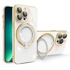 For iPhone 13 Pro Multifunction Electroplating MagSafe Holder Phone Case(White) - 1
