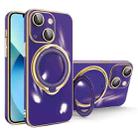 For iPhone 13 Multifunction Electroplating MagSafe Holder Phone Case(Dark Purple) - 1