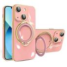 For iPhone 13 Multifunction Electroplating MagSafe Holder Phone Case(Pink) - 1