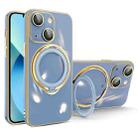 For iPhone 13 Multifunction Electroplating MagSafe Holder Phone Case(Blue) - 1