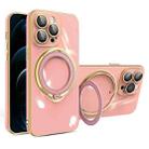 For iPhone 12 Pro Max Multifunction Electroplating MagSafe Holder Phone Case(Pink) - 1