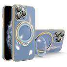 For iPhone 11 Pro Multifunction Electroplating MagSafe Holder Phone Case(Blue) - 1