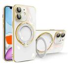 For iPhone 11 Multifunction Electroplating MagSafe Holder Phone Case(White) - 1