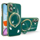 For iPhone 11 Multifunction Electroplating MagSafe Holder Phone Case(Dark Green) - 1