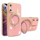 For iPhone XS Max Multifunction Electroplating MagSafe Holder Phone Case(Pink) - 1