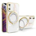 For iPhone XS / X Multifunction Electroplating MagSafe Holder Phone Case(White) - 1