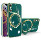 For iPhone XS / X Multifunction Electroplating MagSafe Holder Phone Case(Dark Green) - 1