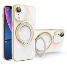 For iPhone XR Multifunction Electroplating MagSafe Holder Phone Case(White) - 1