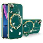 For iPhone XR Multifunction Electroplating MagSafe Holder Phone Case(Dark Green) - 1