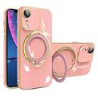 For iPhone XR Multifunction Electroplating MagSafe Holder Phone Case(Pink) - 1