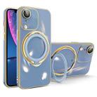 For iPhone XR Multifunction Electroplating MagSafe Holder Phone Case(Blue) - 1