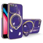 For iPhone 8 Plus / 7 Plus Multifunction Electroplating MagSafe Holder Phone Case(Dark Purple) - 1