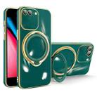 For iPhone 8 Plus / 7 Plus Multifunction Electroplating MagSafe Holder Phone Case(Dark Green) - 1