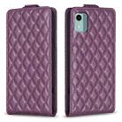 For Nokia C12 Diamond Lattice Vertical Flip Leather Phone Case(Dark Purple) - 1