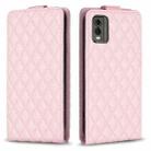 For Nokia C32 Diamond Lattice Vertical Flip Leather Phone Case(Pink) - 1