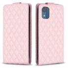 For Nokia C02 Diamond Lattice Vertical Flip Leather Phone Case(Pink) - 1