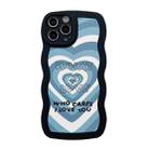 For iPhone 14 Pro Max Wavy Lambskin Love TPU Phone Case(Blue) - 1