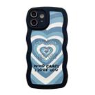 For iPhone 12 Wavy Lambskin Love TPU Phone Case(Blue) - 1