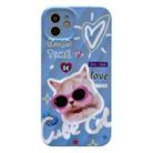 For iPhone 11 2 in 1 Minimalist Pattem PC Shockproof Phone Case(Sunglasses Cat) - 1