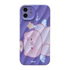 For iPhone 12 2 in 1 Minimalist Pattem PC Shockproof Phone Case(Pig) - 1