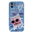 For iPhone 12 2 in 1 Minimalist Pattem PC Shockproof Phone Case(Sunglasses Cat) - 1