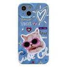 For iPhone 13 2 in 1 Minimalist Pattem PC Shockproof Phone Case(Sunglasses Cat) - 1