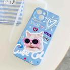 For iPhone 13 2 in 1 Minimalist Pattem PC Shockproof Phone Case(Sunglasses Cat) - 4